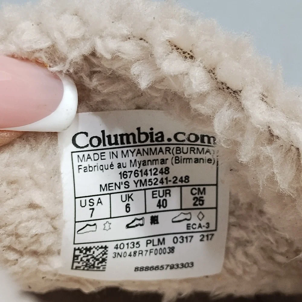 Columbia Big Sky Slippers Men 7 Brown Shearling Lined Moc Toe Slip On YM5241-248